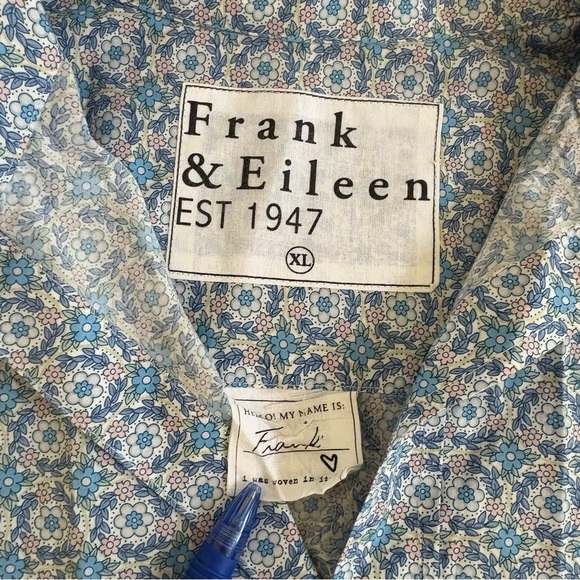 Frank & Eileen ‘Frank’ LS Blue Floral Print Cotton Button Blouse Womens XL - Picture 11 of 12